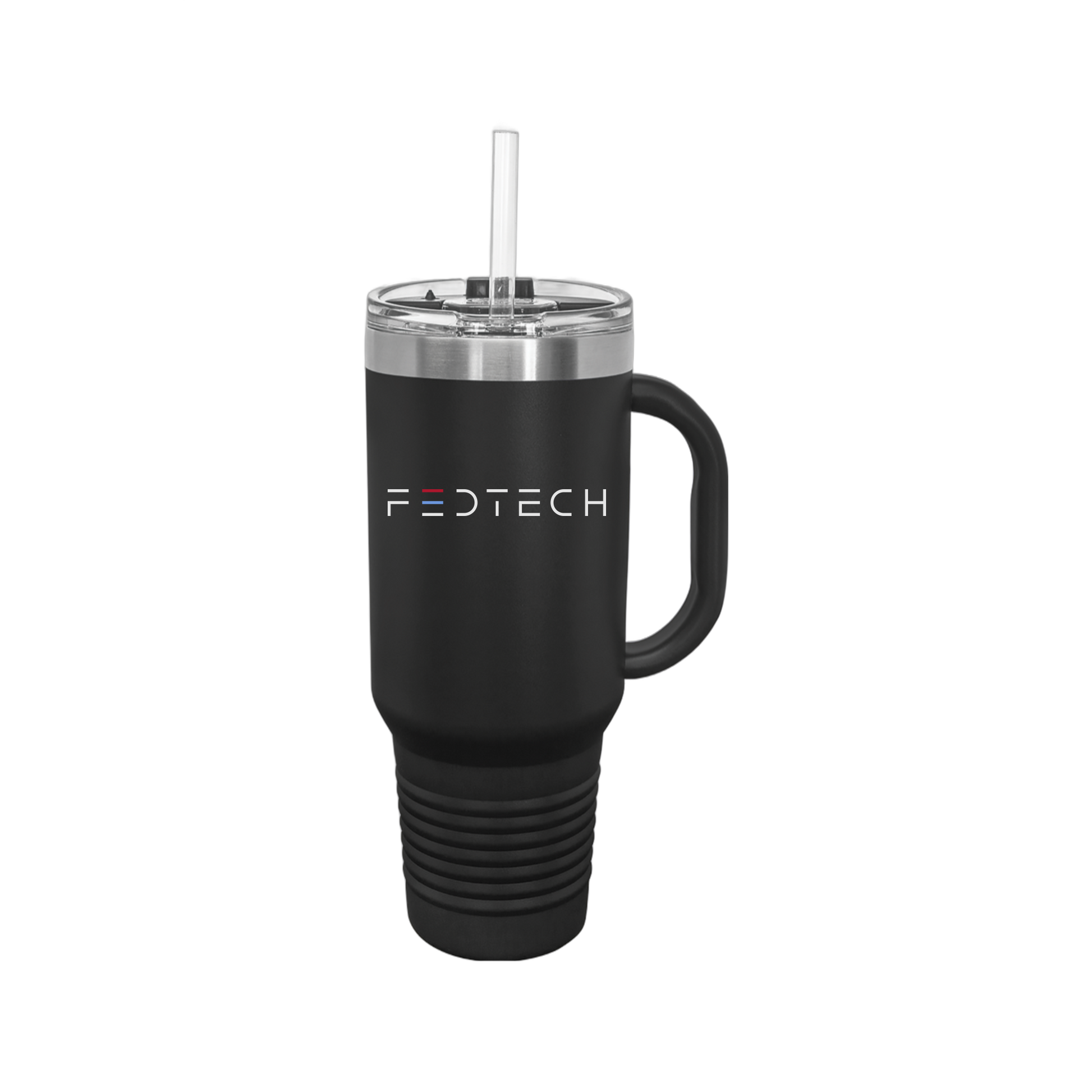 fedtech-travel-mug-40oz-uv-drinkwarefront-40ozTravelMug-black-flat-front