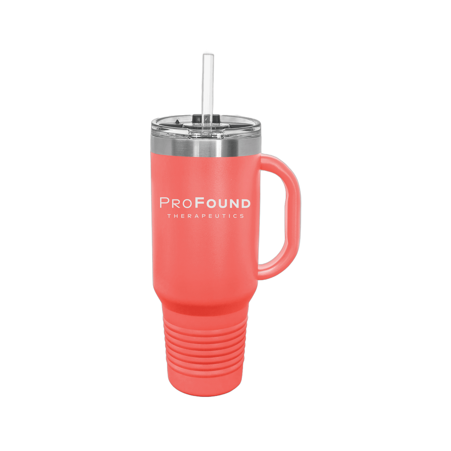 profoundtx-travel-mug-40oz-uv-drinkwarefront-40ozTravelMug-coral-flat-front