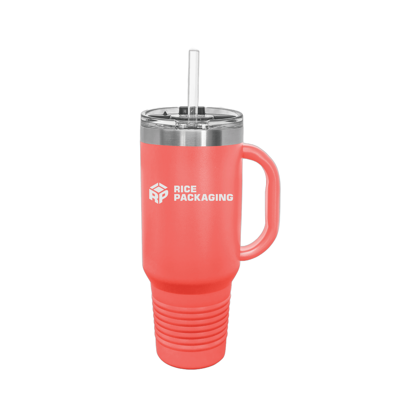 ricepackaging-travel-mug-40oz-uv-drinkwarefront-40ozTravelMug-coral-flat-front