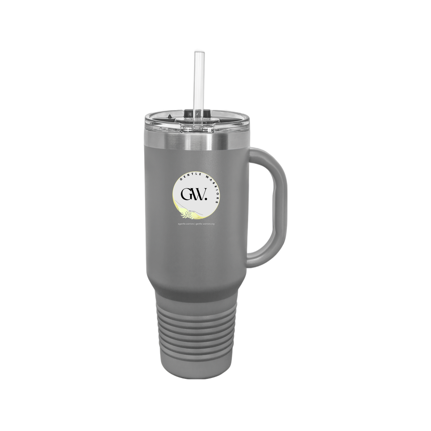 gentle-warriors-travel-mug-40oz-uv-drinkwarefront-40ozTravelMug-darkgray-flat-front