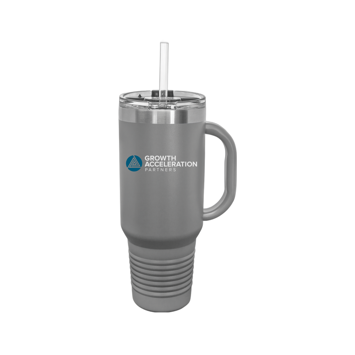 growthaccelerationpartners-travel-mug-40oz-uv-drinkwarefront-40ozTravelMug-darkgray-flat-front