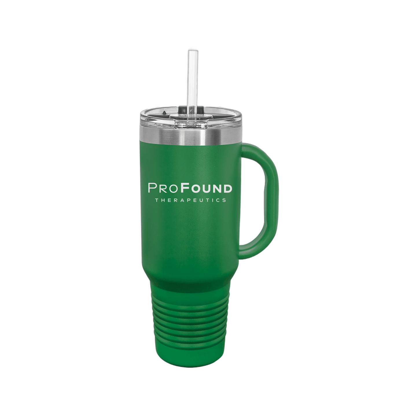 profoundtx-travel-mug-40oz-uv-drinkwarefront-40ozTravelMug-green-flat-front