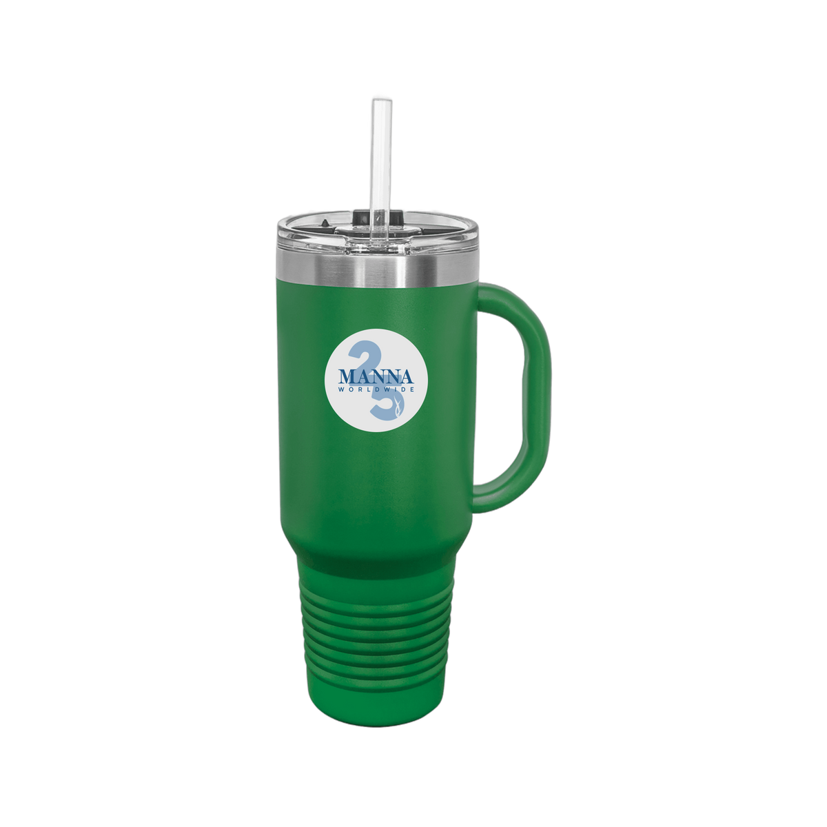 mannaworldwide-travel-mug-40oz-uv-drinkwarefront-40ozTravelMug-green-flat-front