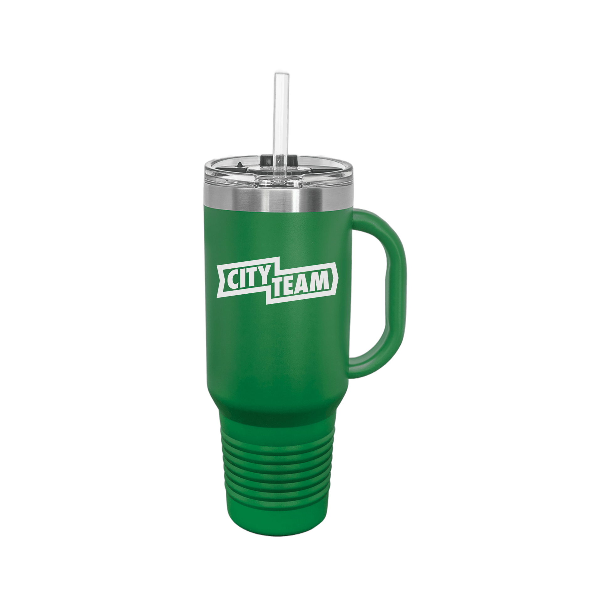 cityteam-travel-mug-40oz-uv-drinkwarefront-40ozTravelMug-green-flat-front