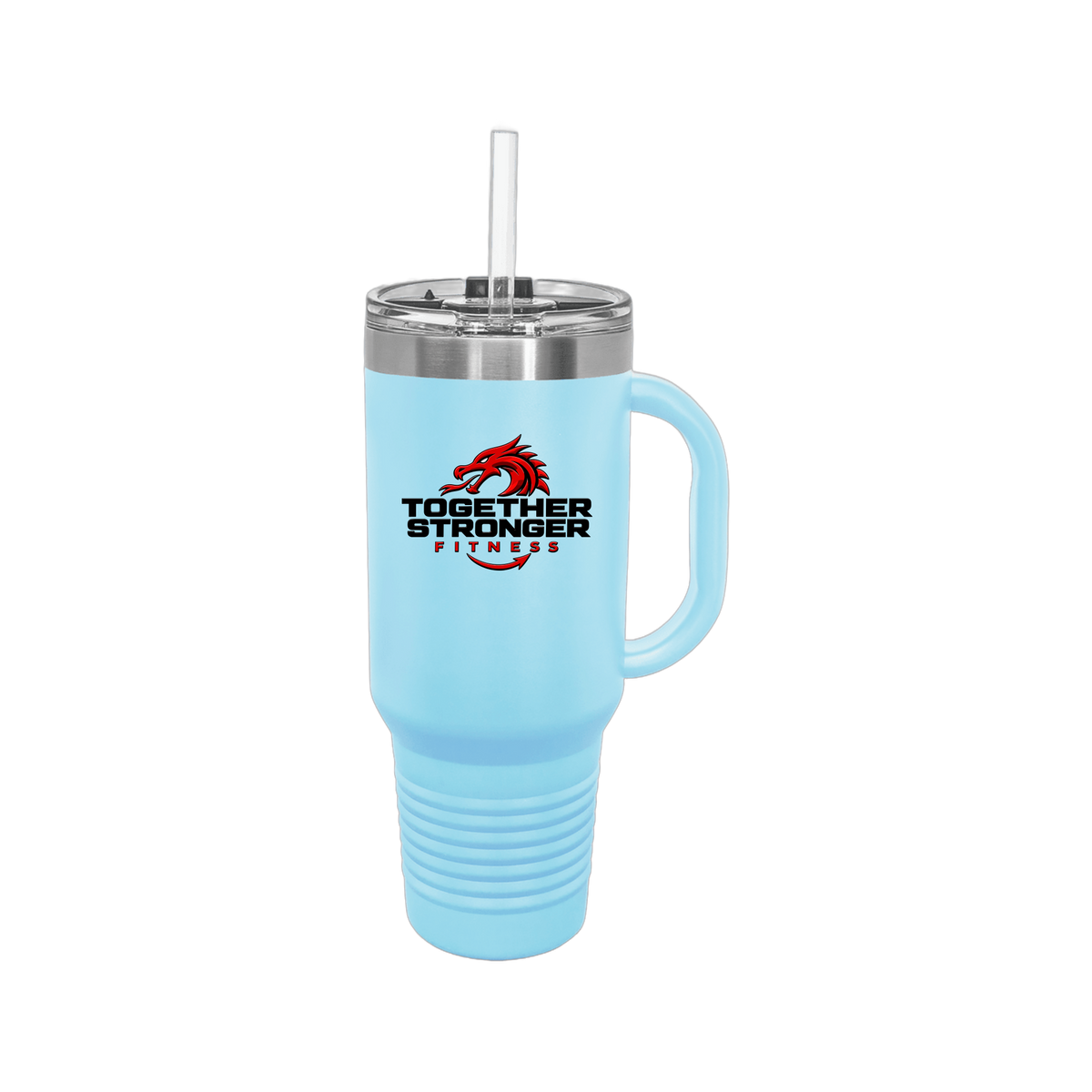 togetherstrongerfitness-travel-mug-40oz-uv-drinkwarefront-40ozTravelMug-lightblue-flat-front