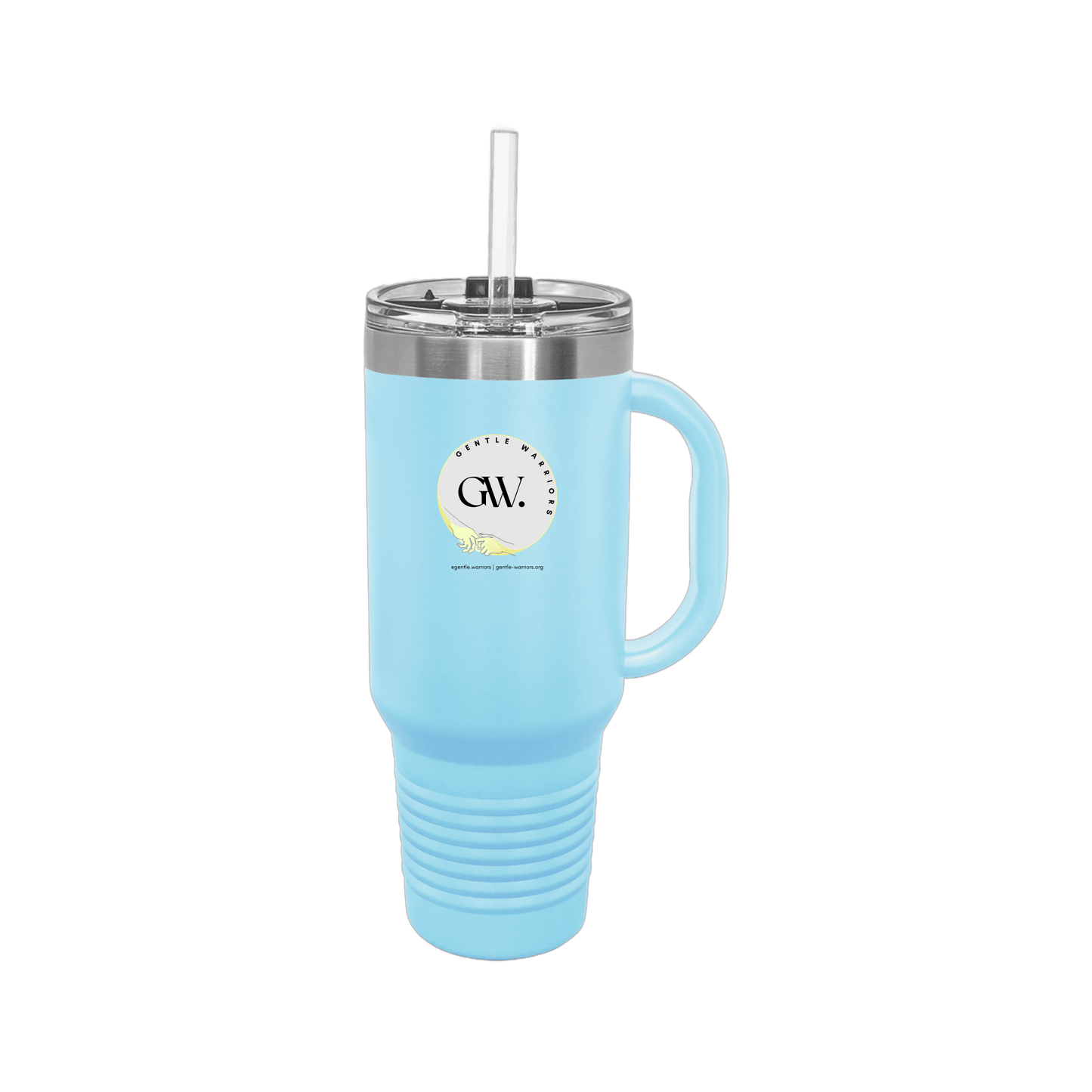 gentle-warriors-travel-mug-40oz-uv-drinkwarefront-40ozTravelMug-lightblue-flat-front