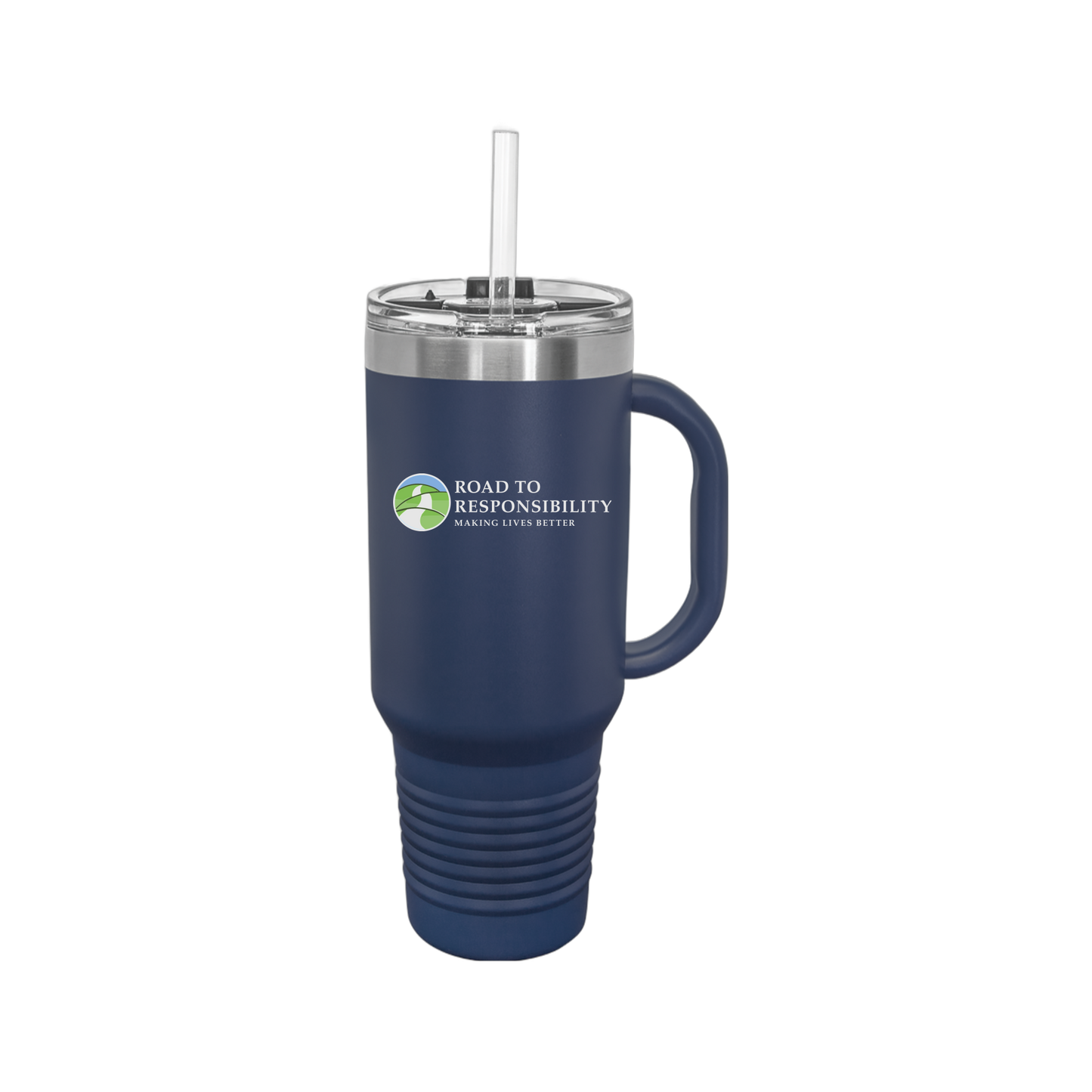 roadtoresponsibility-travel-mug-40oz-uv-drinkwarefront-40ozTravelMug-navyblue-flat-front