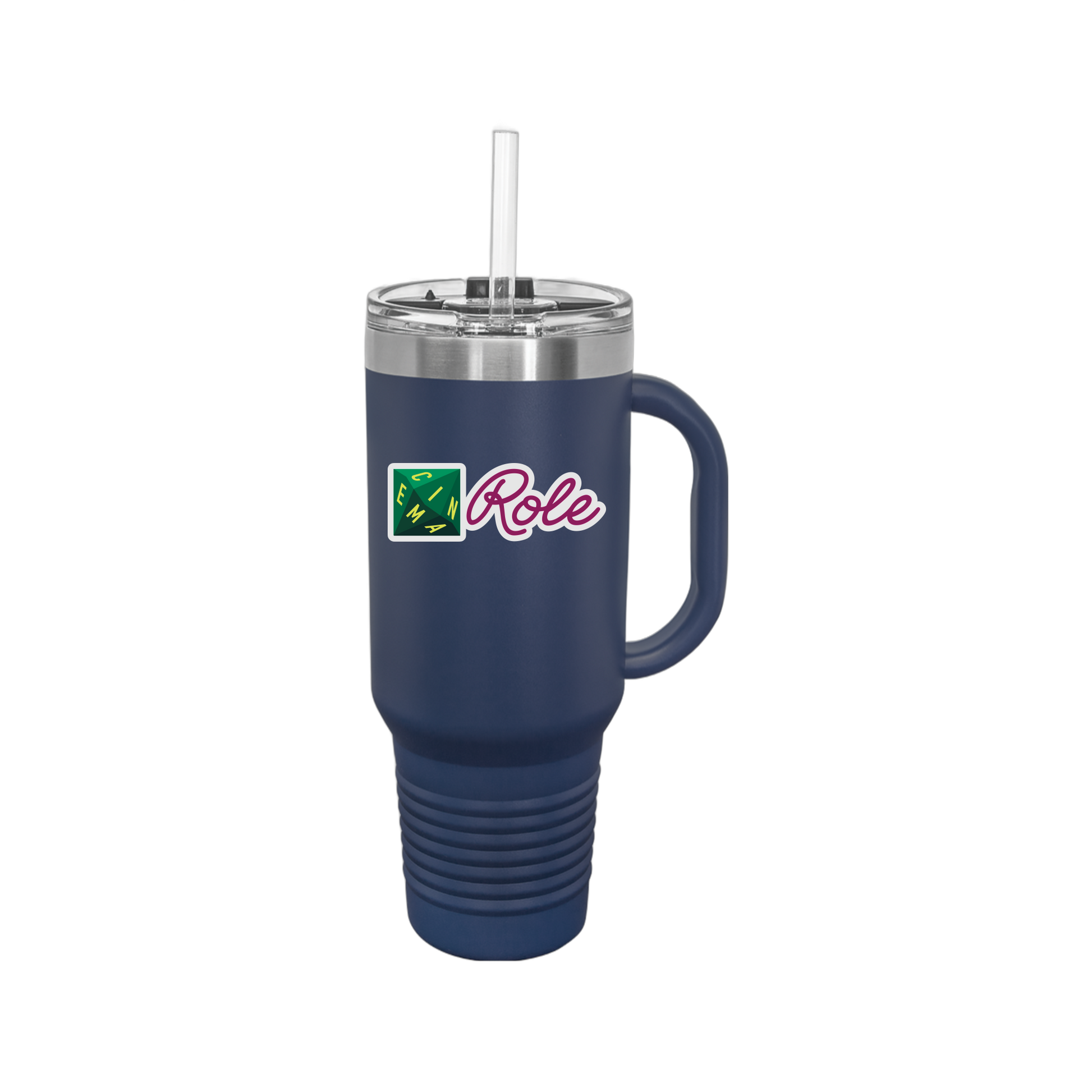 cinemarole-travel-mug-40oz-uv-drinkwarefront-40ozTravelMug-navyblue-flat-front