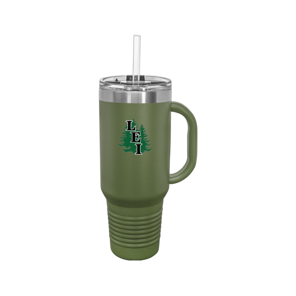 leisite-travel-mug-40oz-uv-drinkwarefront-40ozTravelMug-olivegreen-flat-front