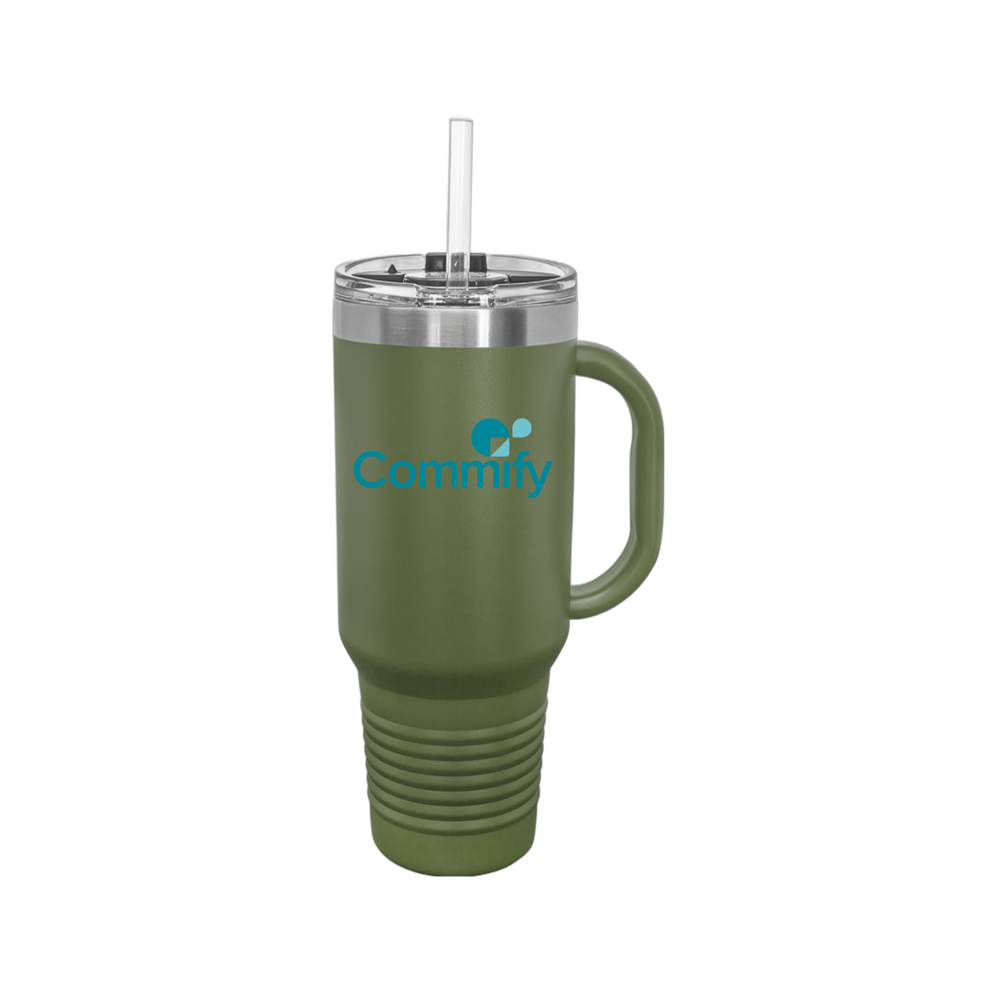 commify-travel-mug-40oz-uv-drinkwarefront-40ozTravelMug-olivegreen-flat-front