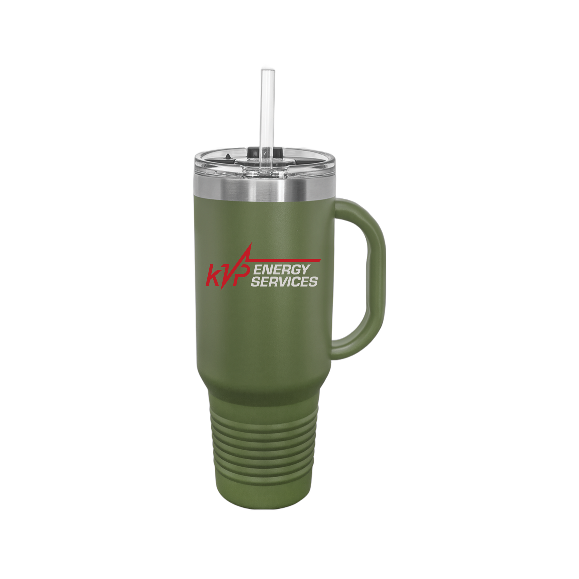 kvpenergy-travel-mug-40oz-uv-drinkwarefront-40ozTravelMug-olivegreen-flat-front