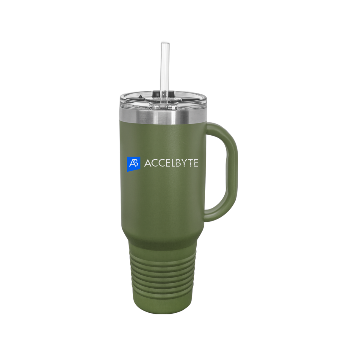 accelbyte-travel-mug-40oz-uv-drinkwarefront-40ozTravelMug-olivegreen-flat-front