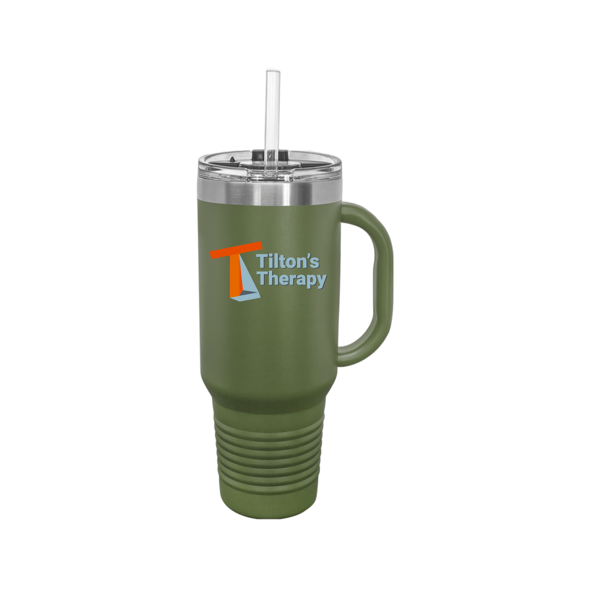 tiltonstherapy-travel-mug-40oz-uv-drinkwarefront-40ozTravelMug-olivegreen-flat-front
