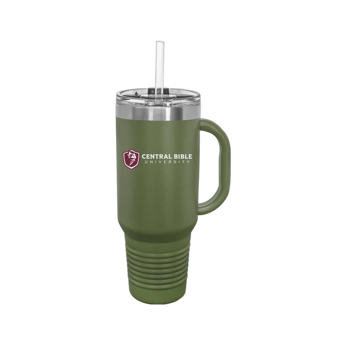 centralbible-travel-mug-40oz-uv-drinkwarefront-40ozTravelMug-olivegreen-flat-front