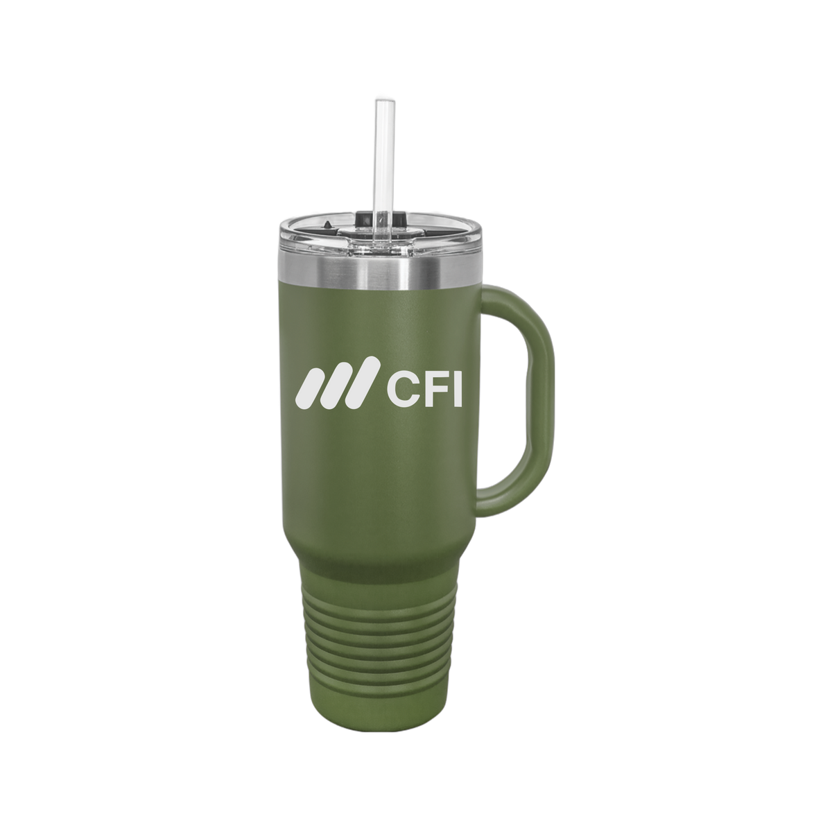 corporatefinanceinstitute-travel-mug-40oz-uv-drinkwarefront-40ozTravelMug-olivegreen-flat-front