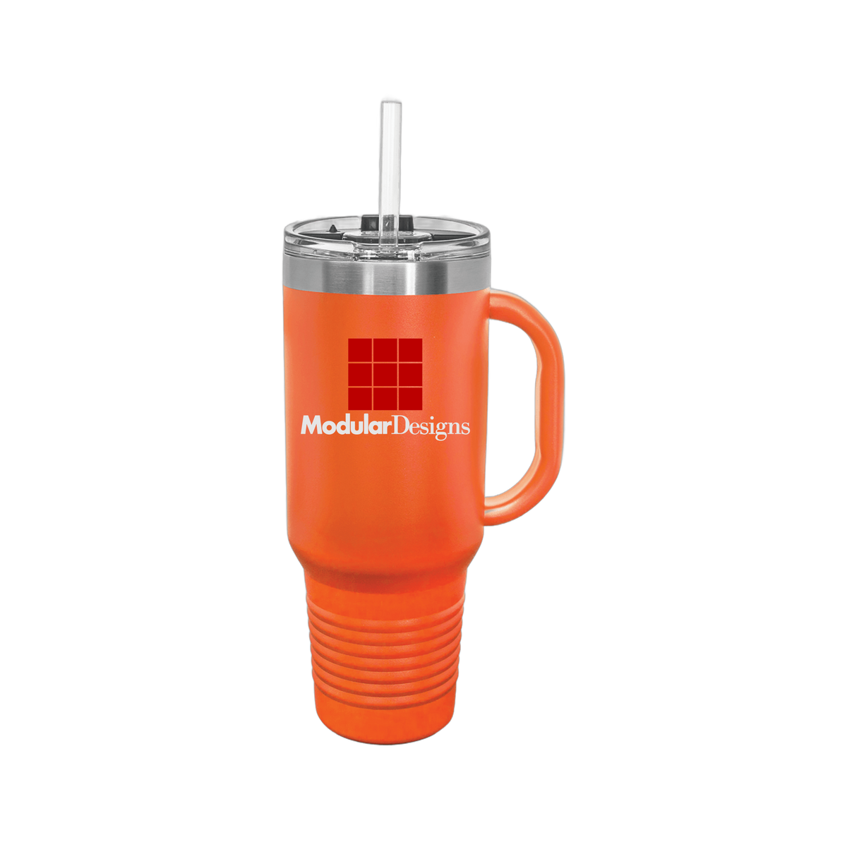 modulardesignsflooring-travel-mug-40oz-uv-drinkwarefront-40ozTravelMug-orange-flat-front