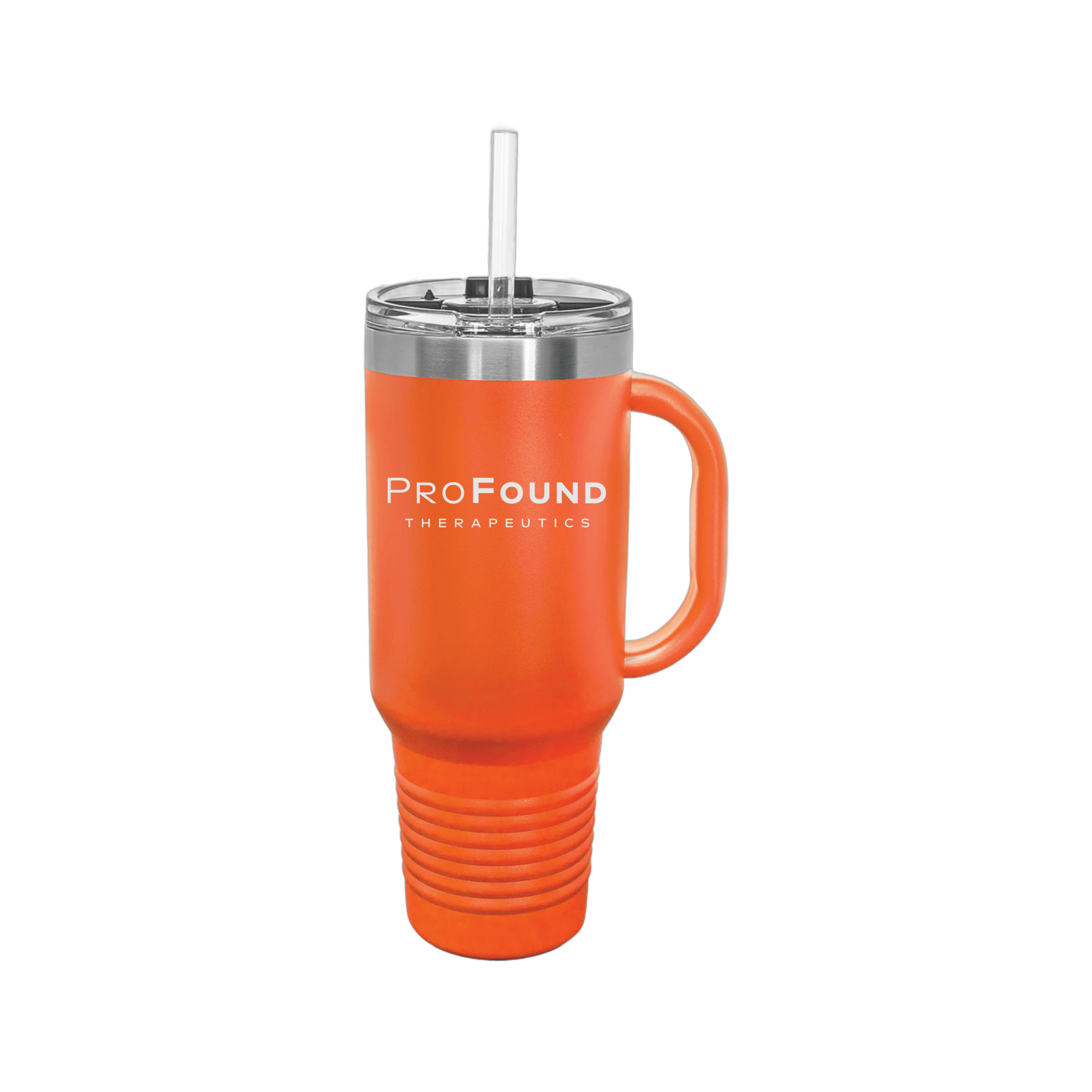 profoundtx-travel-mug-40oz-uv-drinkwarefront-40ozTravelMug-orange-flat-front