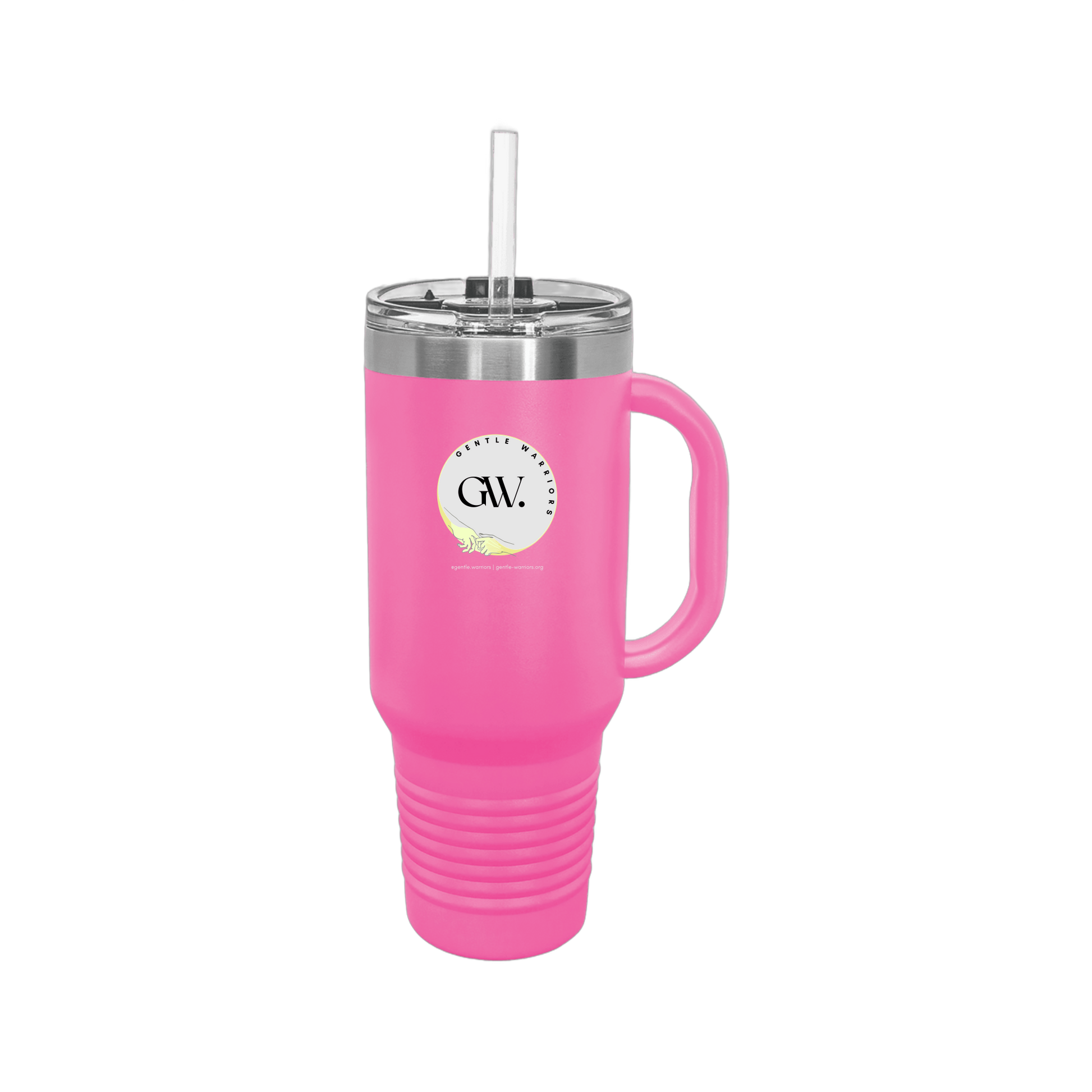 gentle-warriors-travel-mug-40oz-uv-drinkwarefront-40ozTravelMug-pink-flat-front