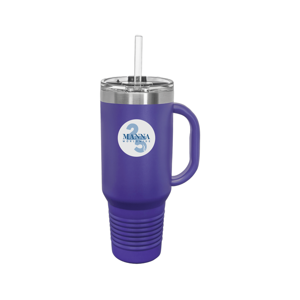 mannaworldwide-travel-mug-40oz-uv-drinkwarefront-40ozTravelMug-purple-flat-front