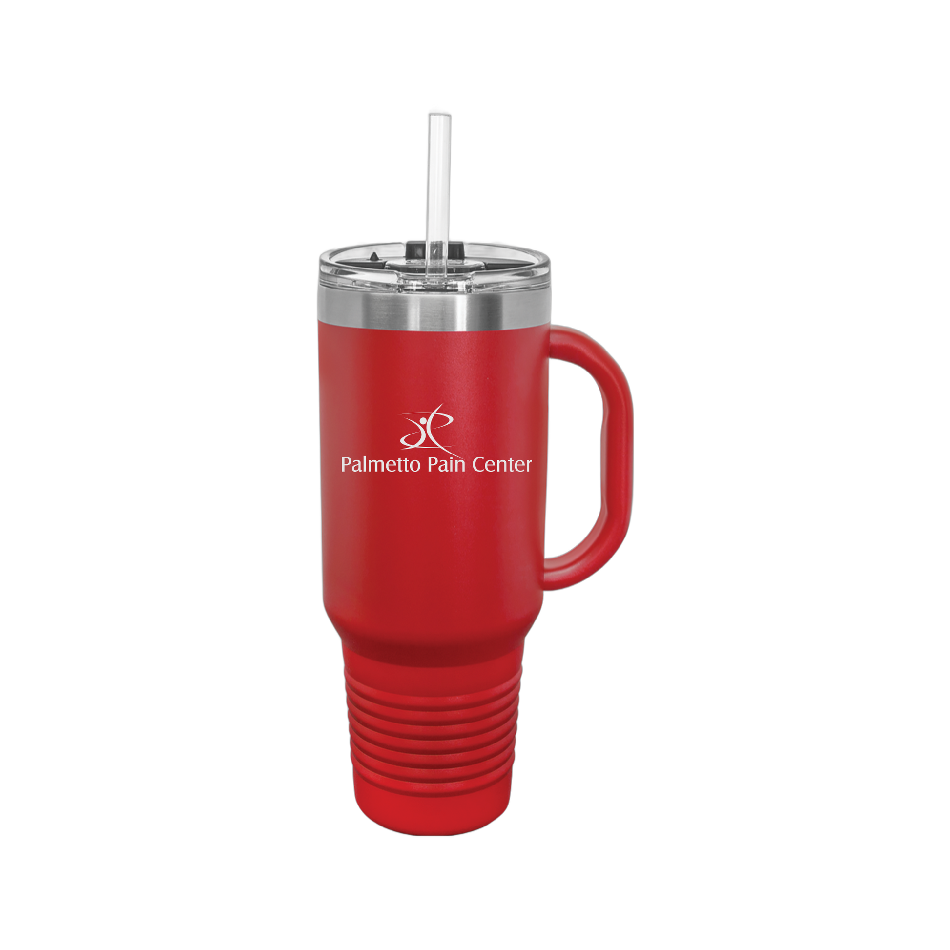 palmetto-pain-center-travel-mug-40oz-uv-drinkwarefront-40ozTravelMug-red-flat-front