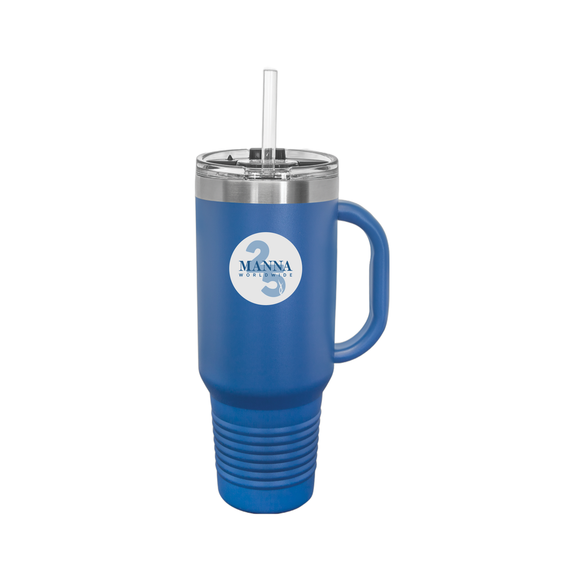 mannaworldwide-travel-mug-40oz-uv-drinkwarefront-40ozTravelMug-royalblue-flat-front