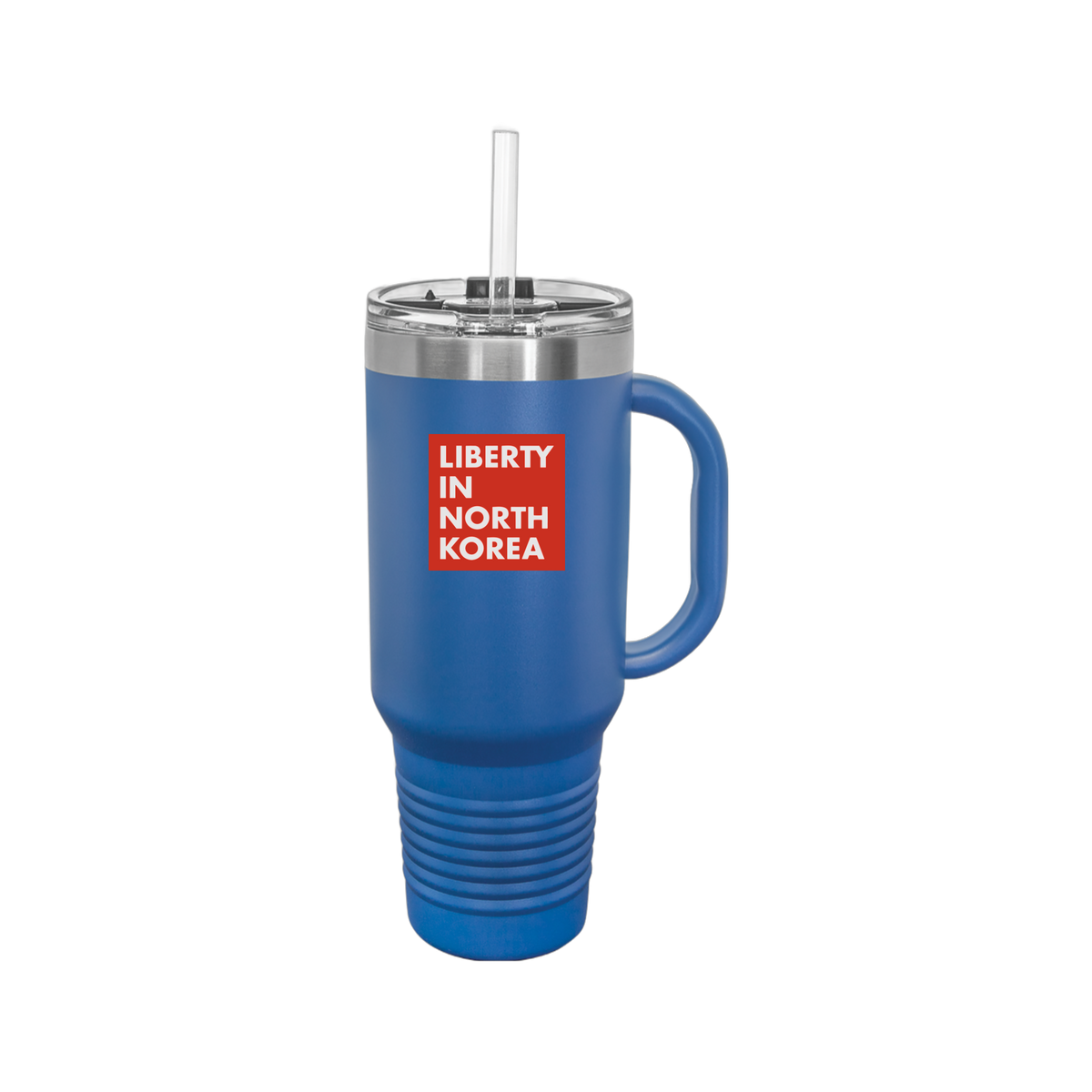 libertyinnorthkorea-travel-mug-40oz-uv-drinkwarefront-40ozTravelMug-royalblue-flat-front
