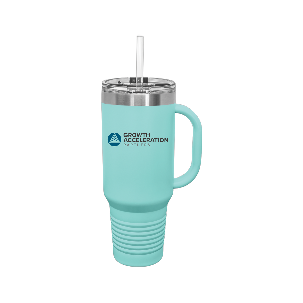 growthaccelerationpartners-travel-mug-40oz-uv-drinkwarefront-40ozTravelMug-teal-flat-front