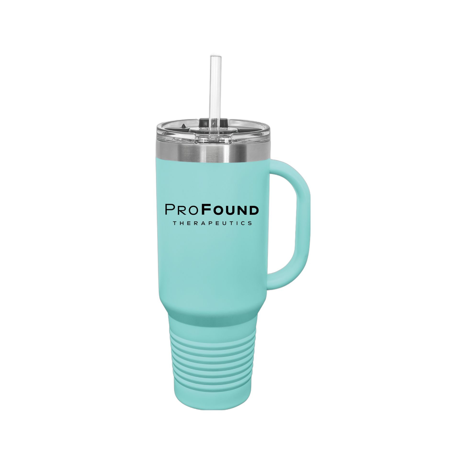 profoundtx-travel-mug-40oz-uv-drinkwarefront-40ozTravelMug-teal-flat-front