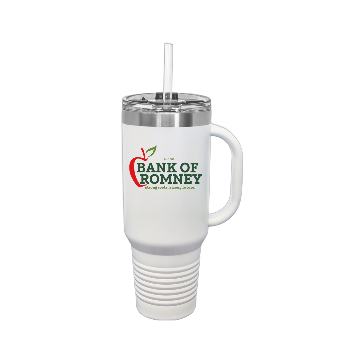 bankofromney-travel-mug-40oz-uv-drinkwarefront-40ozTravelMug-white-flat-front