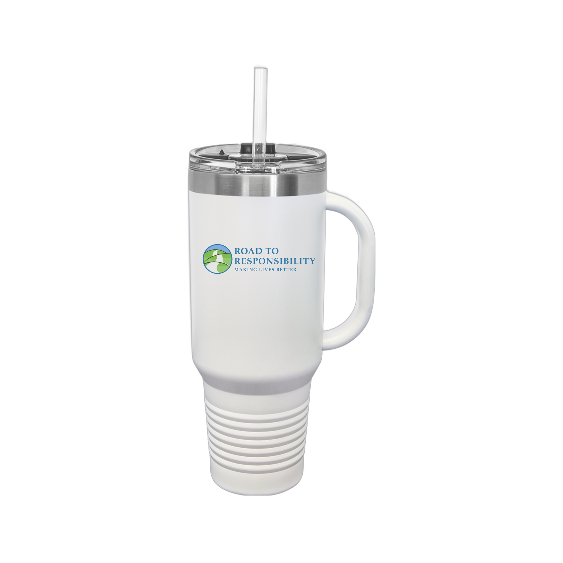 roadtoresponsibility-travel-mug-40oz-uv-drinkwarefront-40ozTravelMug-white-flat-front