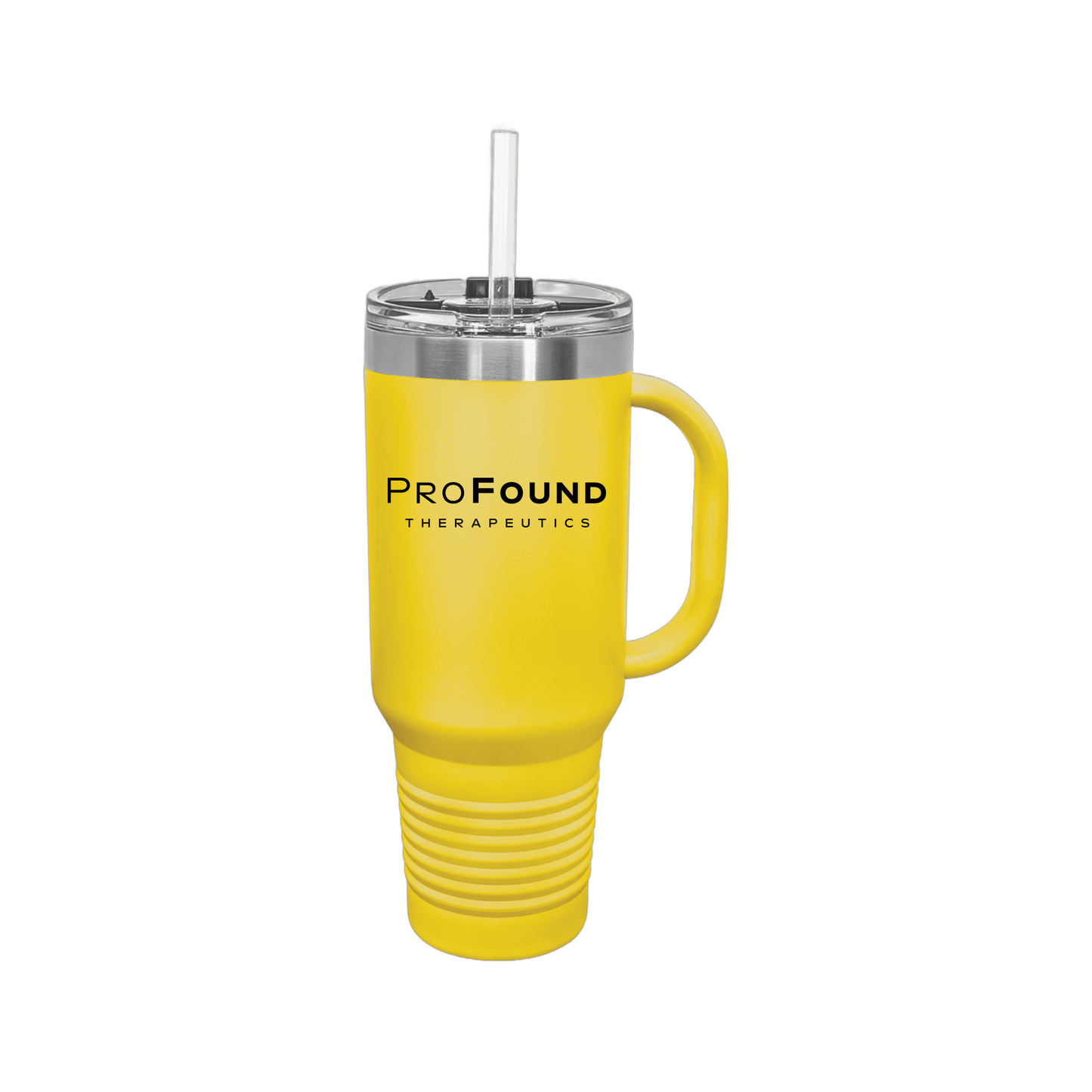 profoundtx-travel-mug-40oz-uv-drinkwarefront-40ozTravelMug-yellow-flat-front