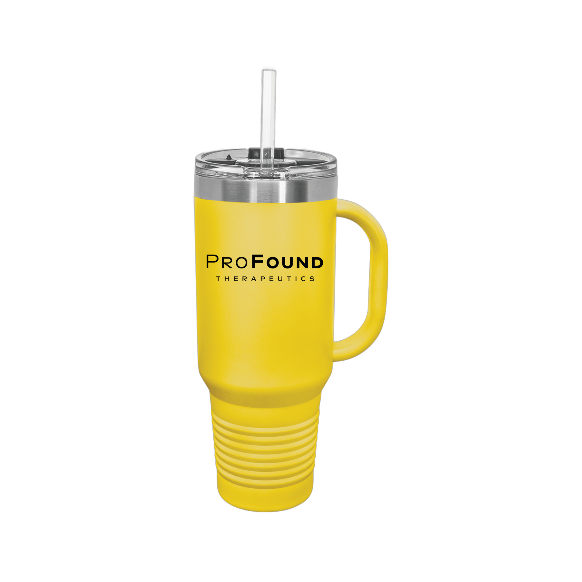 profoundtx-travel-mug-40oz-uv-drinkwarefront-40ozTravelMug-yellow-flat-front