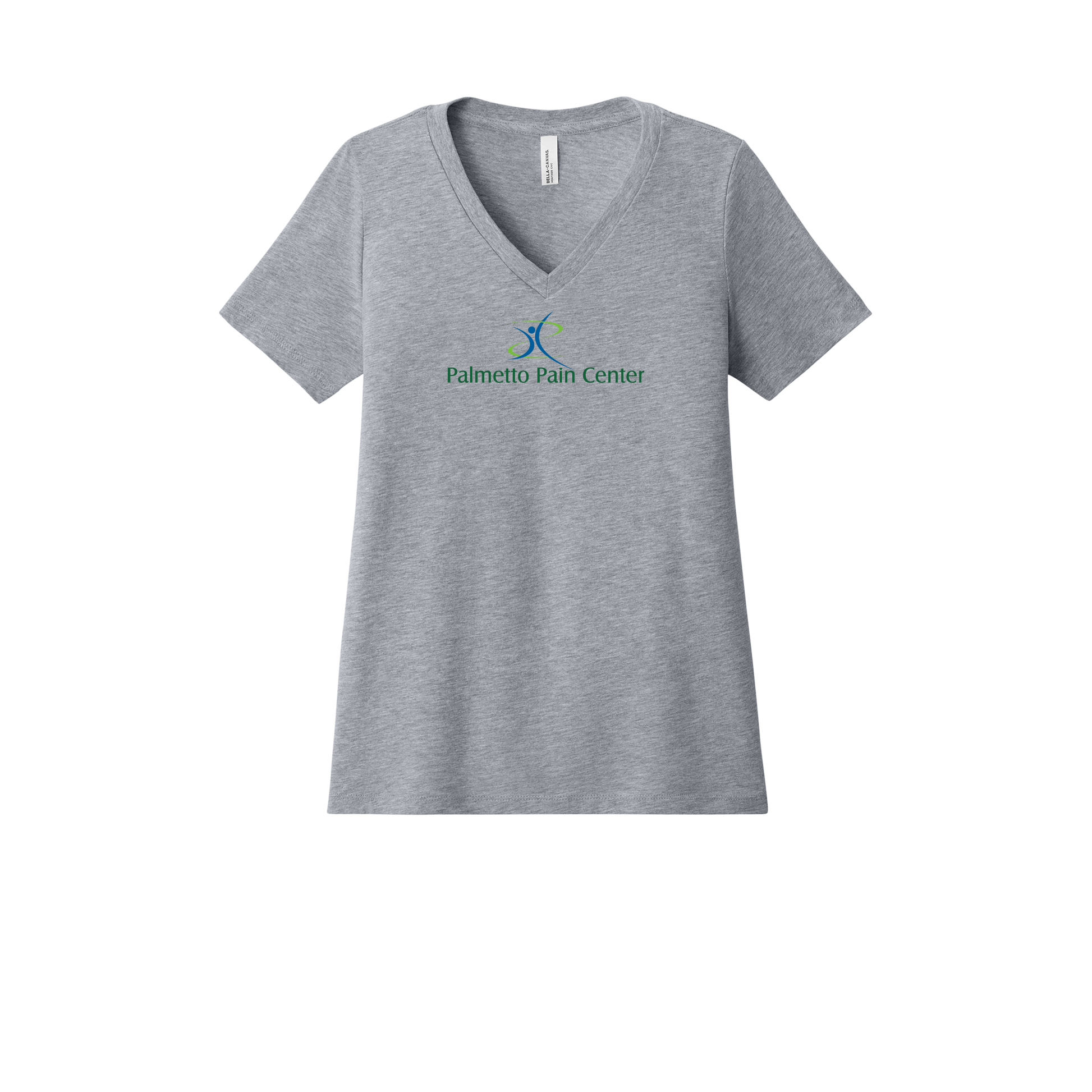 palmetto-pain-center-womens-relaxed-v-neck-tee-dtf-front-6405CVC-athleticheather-flat-front