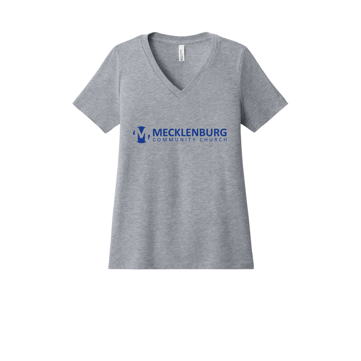 mecklenburg-womens-relaxed-v-neck-tee-dtf-front-6405CVC-athleticheather-flat-front