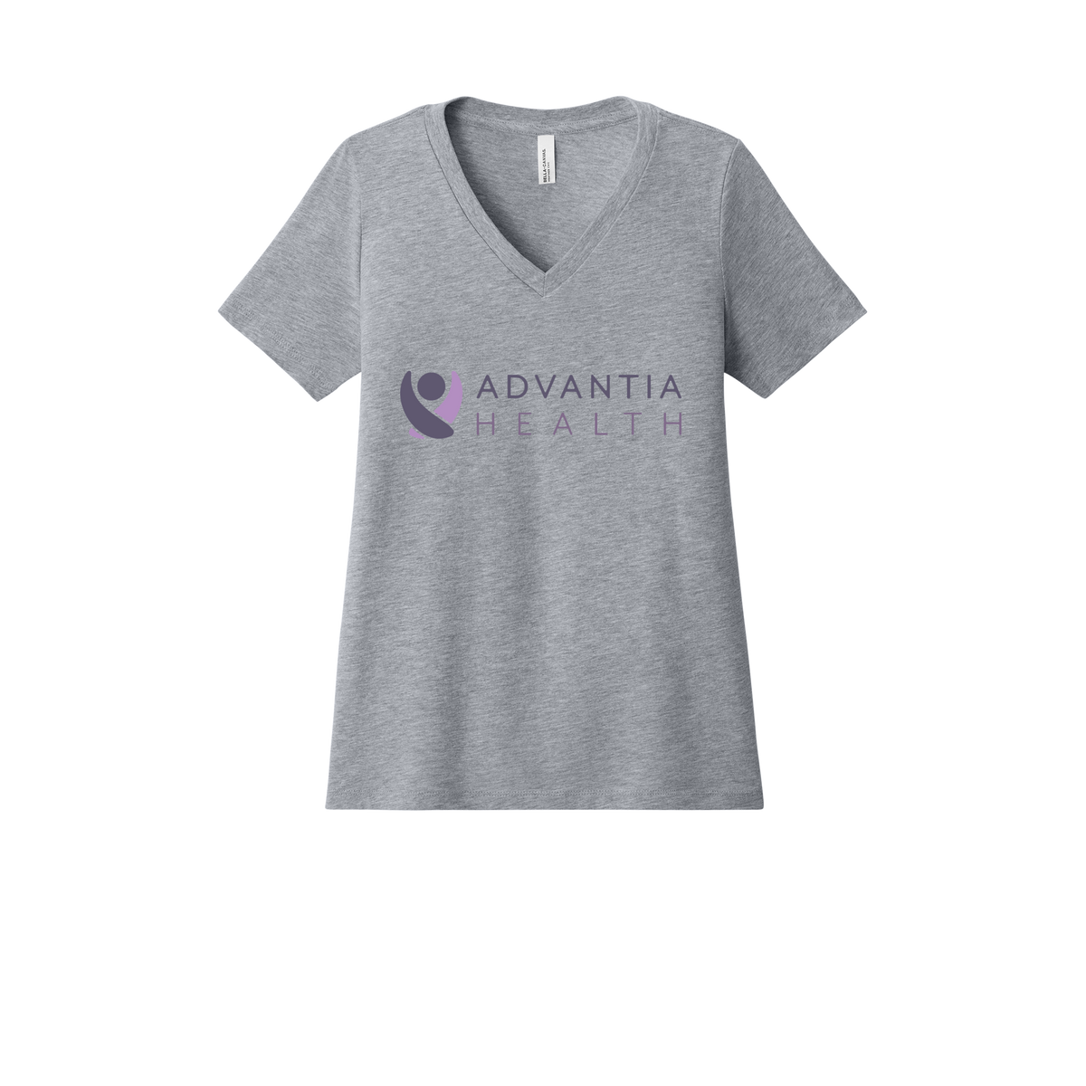 advantiahealth-womens-relaxed-v-neck-tee-dtf-front-6405CVC-athleticheather-flat-front