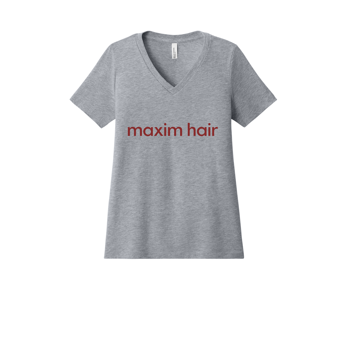 maximhairrestoration-womens-relaxed-v-neck-tee-dtf-front-6405CVC-athleticheather-flat-front