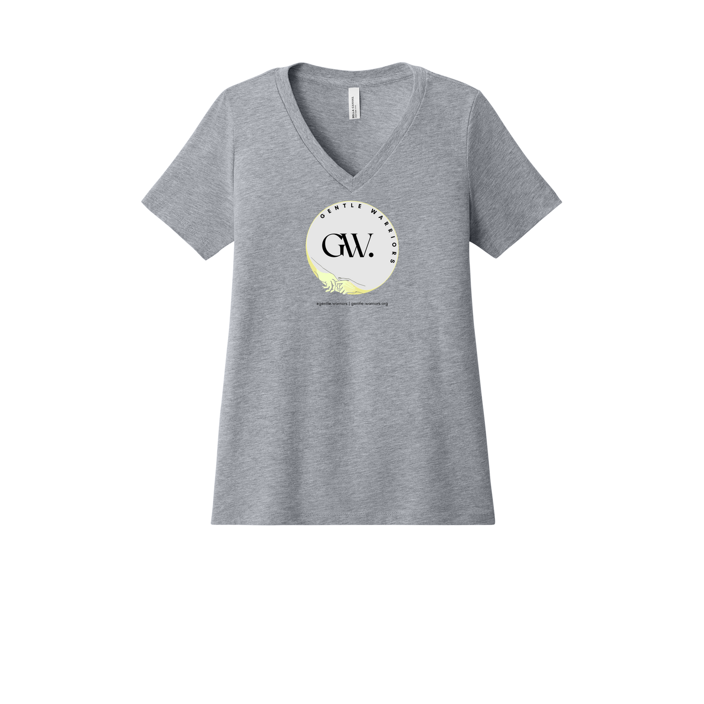 gentle-warriors-womens-relaxed-v-neck-tee-dtf-front-6405CVC-athleticheather-flat-front