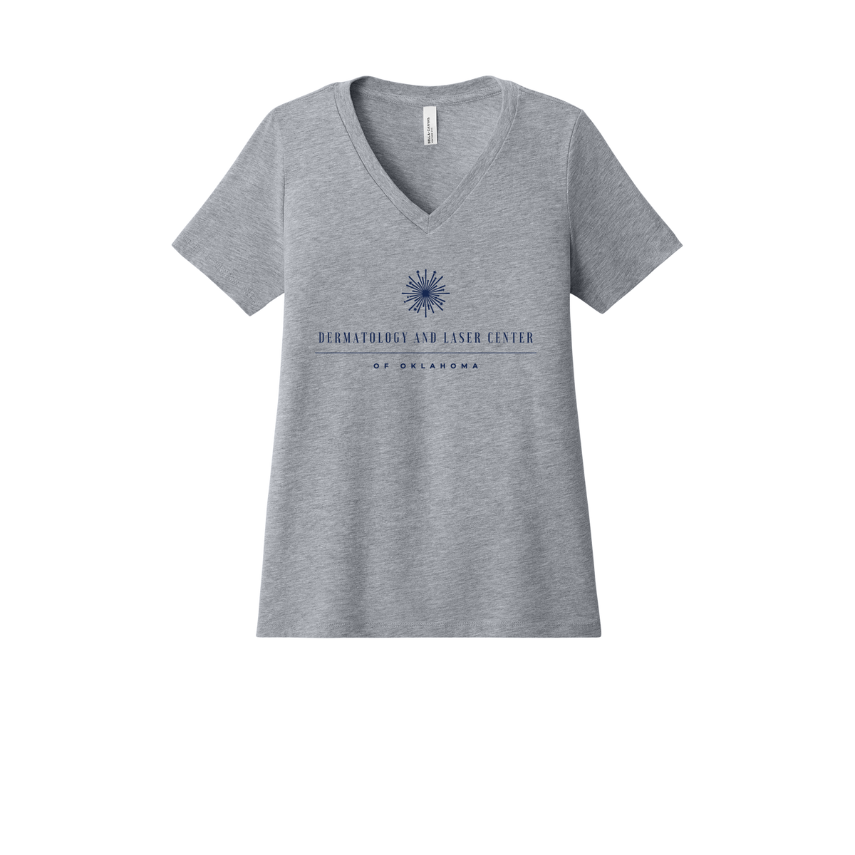 dermatologylaserok-womens-relaxed-v-neck-tee-dtf-front-6405CVC-athleticheather-flat-front