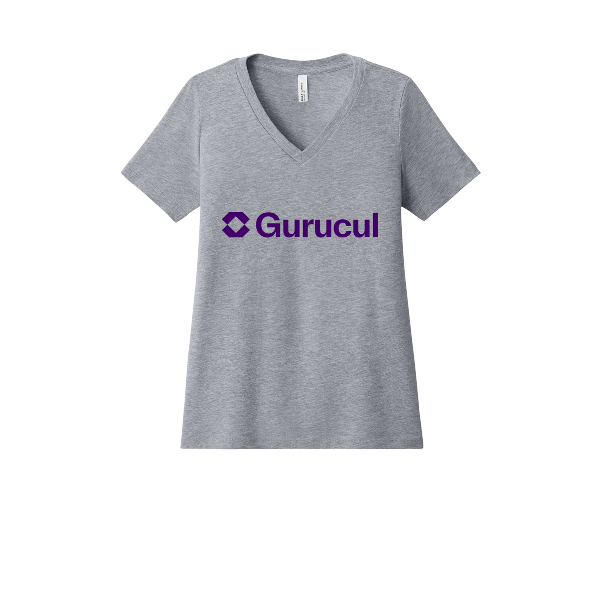 gurucul-womens-relaxed-v-neck-tee-dtf-front-6405CVC-athleticheather-flat-front