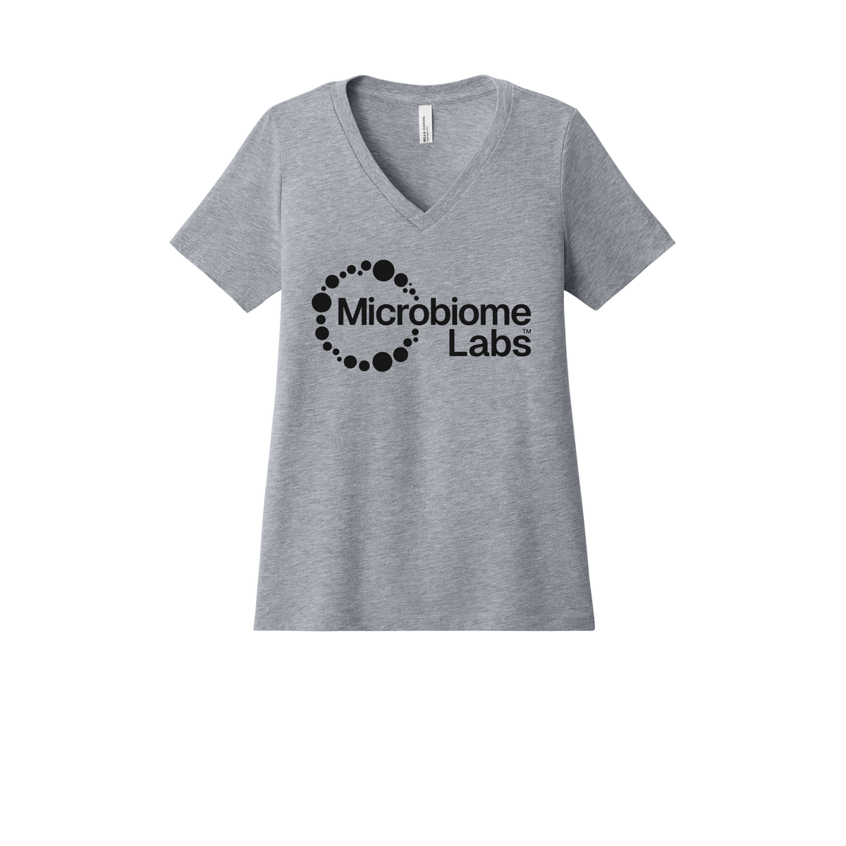 microbiomelabs-womens-relaxed-v-neck-tee-dtf-front-6405CVC-athleticheather-flat-front