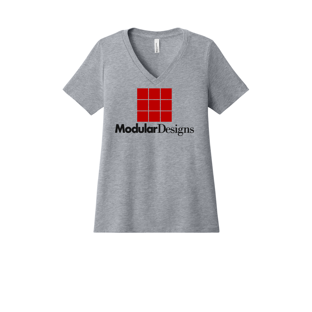 modulardesignsflooring-womens-relaxed-v-neck-tee-dtf-front-6405CVC-athleticheather-flat-front