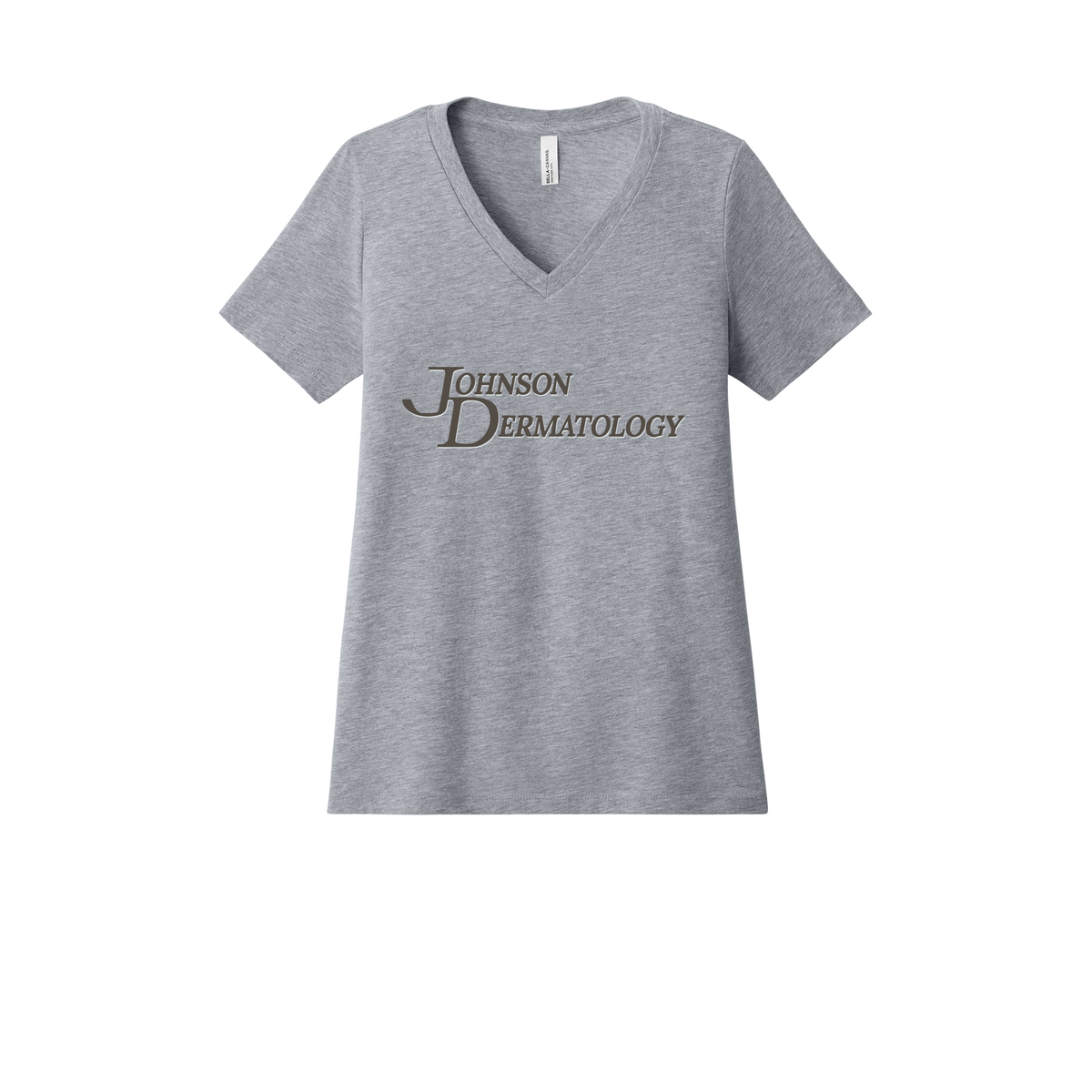 johnsondermatology-womens-relaxed-v-neck-tee-dtf-front-6405CVC-athleticheather-flat-front