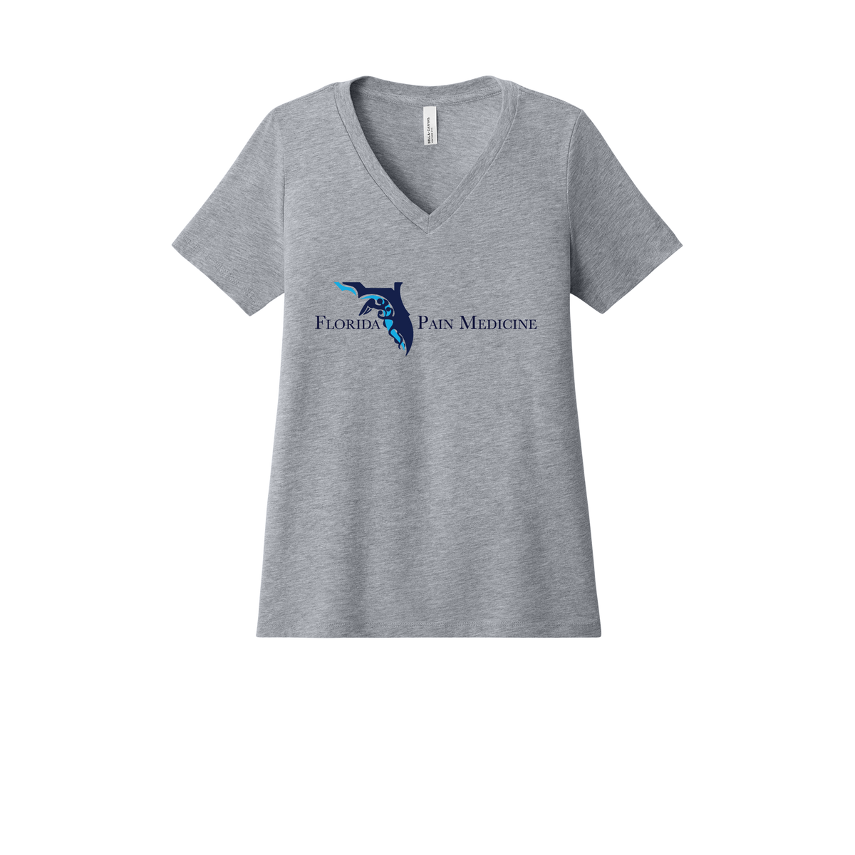 floridapainmedicine-womens-relaxed-v-neck-tee-dtf-front-6405CVC-athleticheather-flat-front