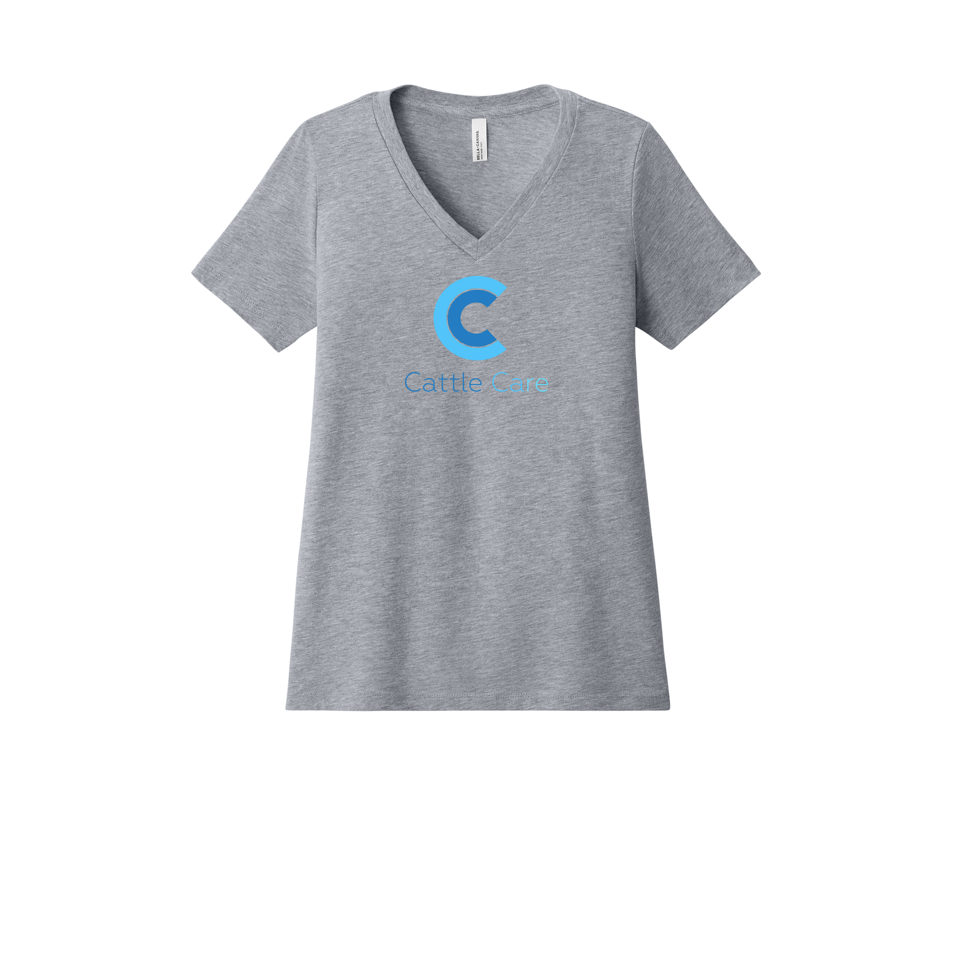 cattle-care-womens-relaxed-v-neck-tee-dtf-front-6405CVC-athleticheather-flat-front