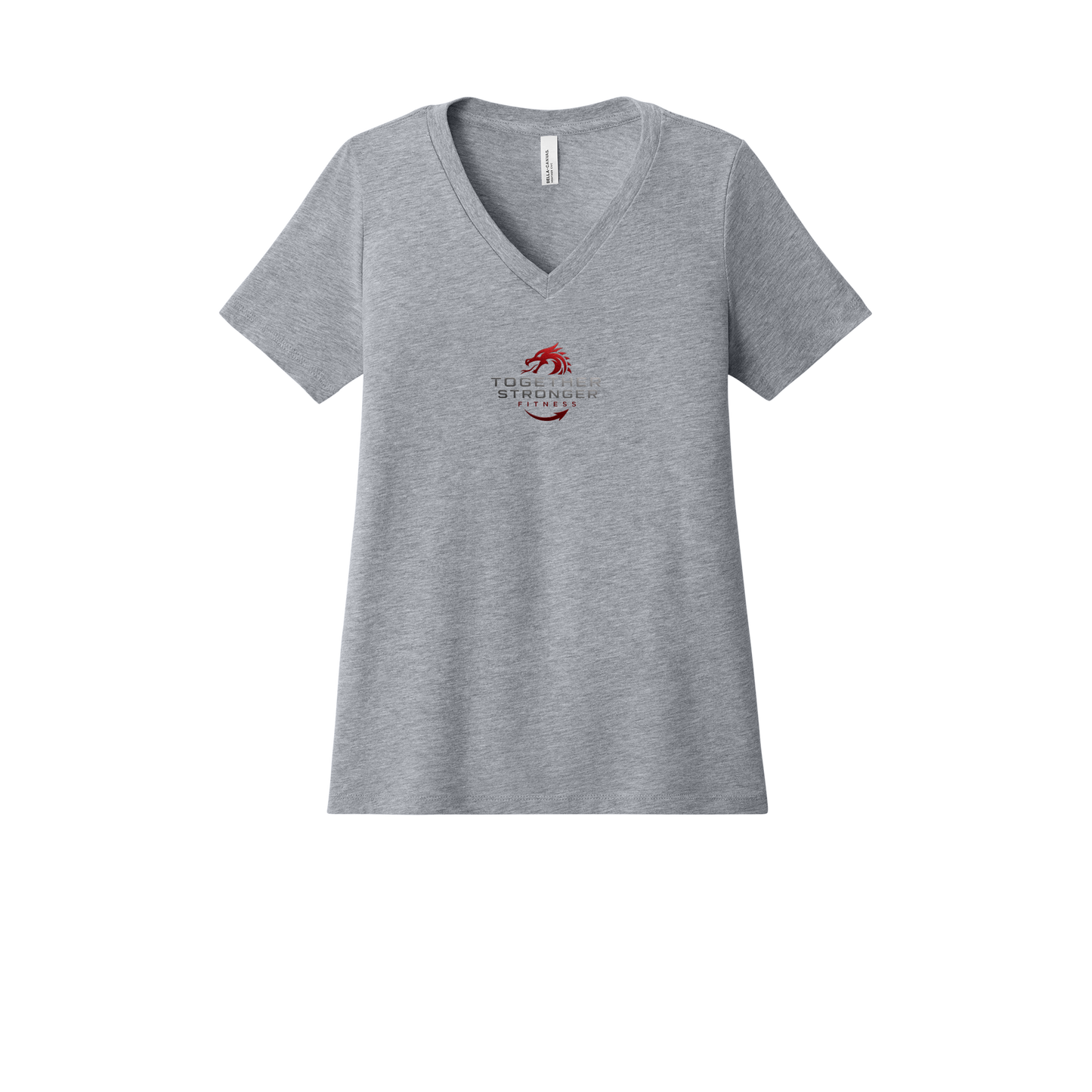 togetherstrongerfitness-womens-relaxed-v-neck-tee-dtf-front-6405CVC-athleticheather-flat-front