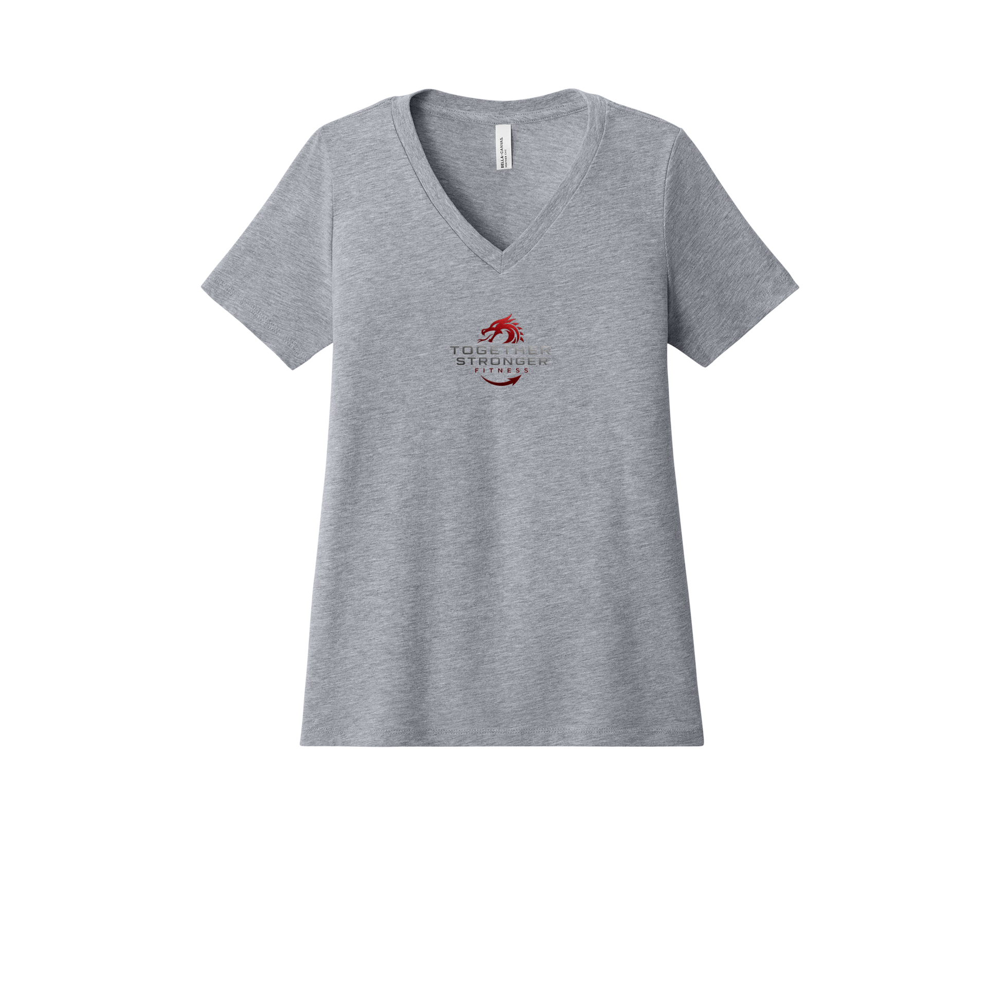 togetherstrongerfitness-womens-relaxed-v-neck-tee-dtf-front-6405CVC-athleticheather-flat-front