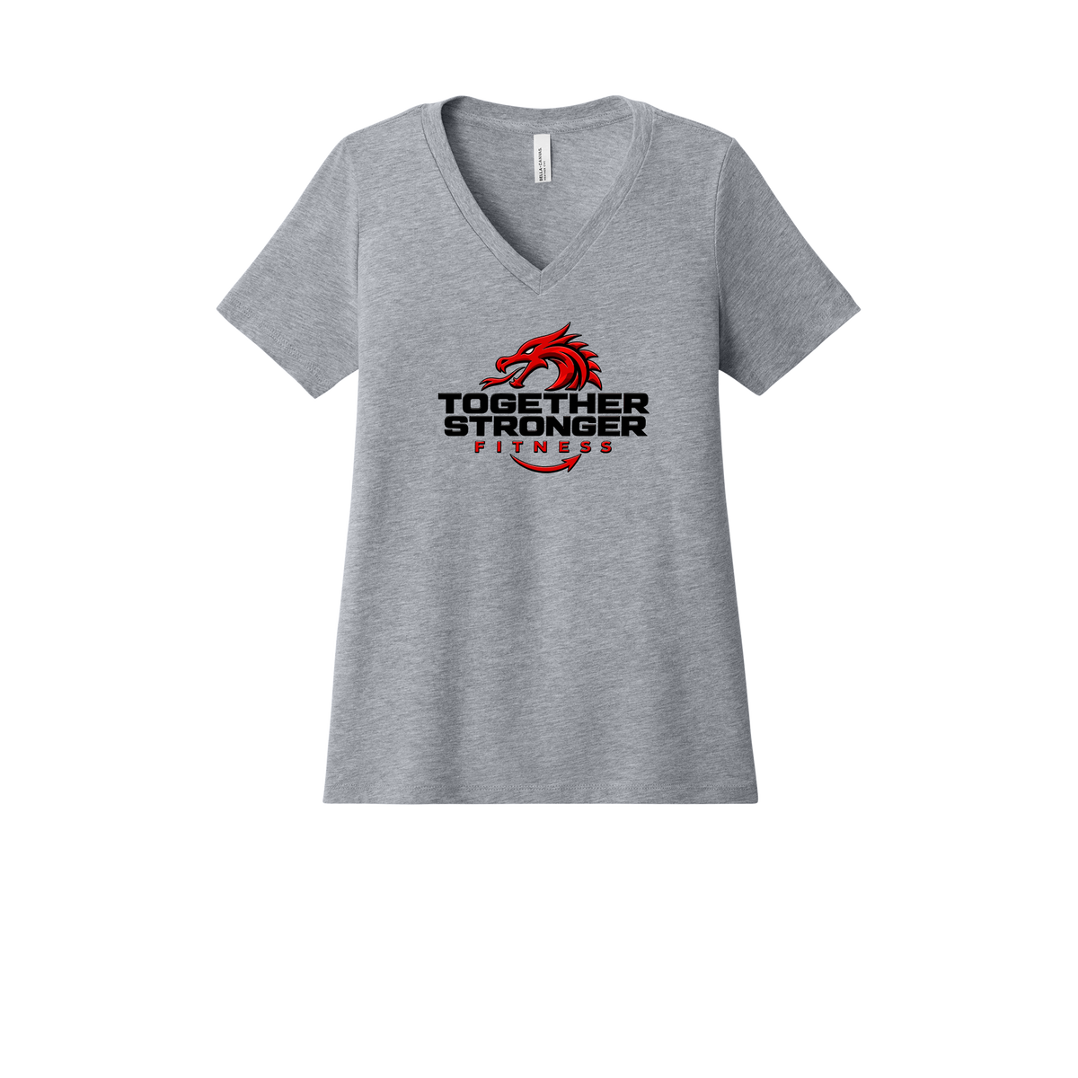 togetherstrongerfitness-womens-relaxed-v-neck-tee-dtf-front-6405CVC-athleticheather-flat-front