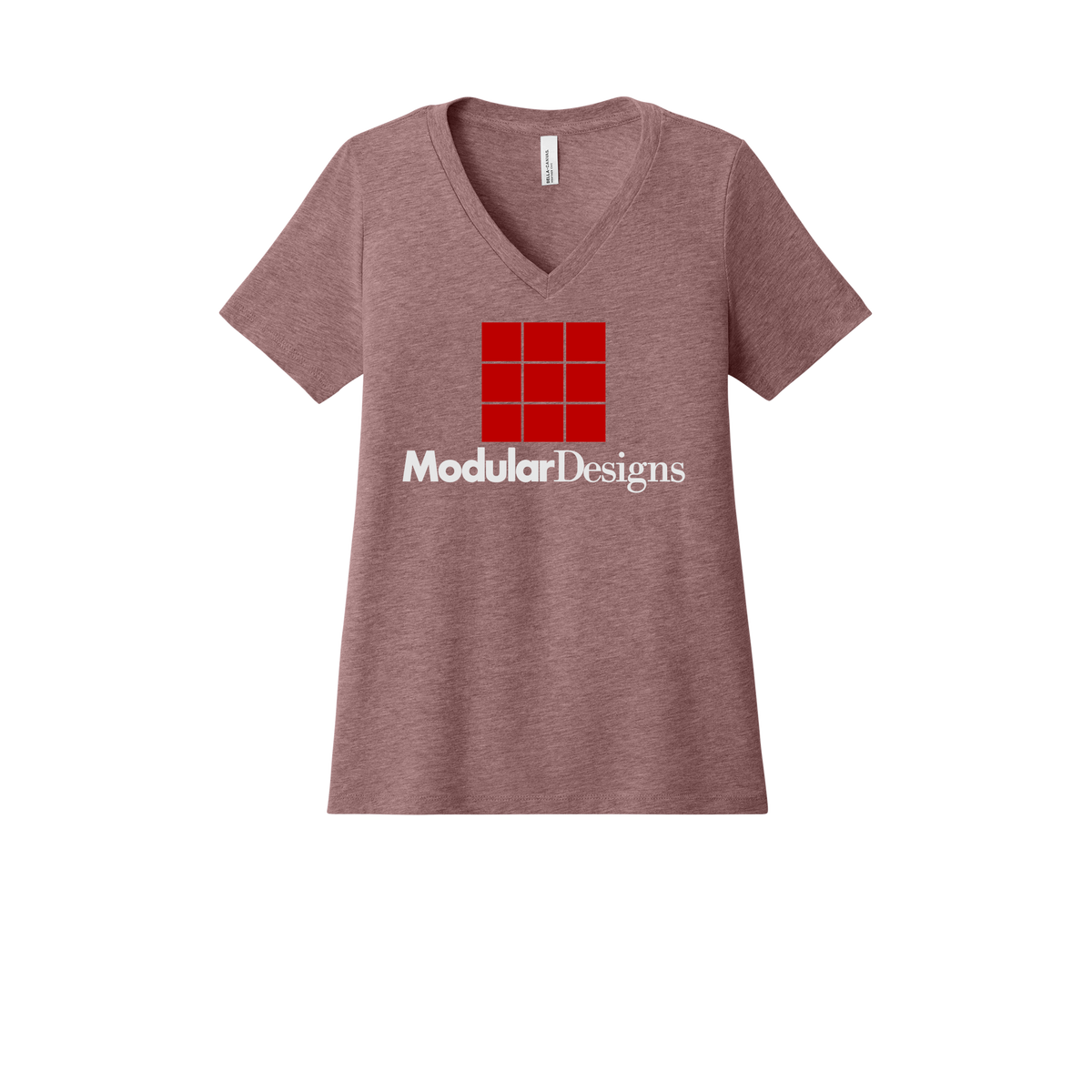 modulardesignsflooring-womens-relaxed-v-neck-tee-dtf-front-6405CVC-heathermauve-flat-front
