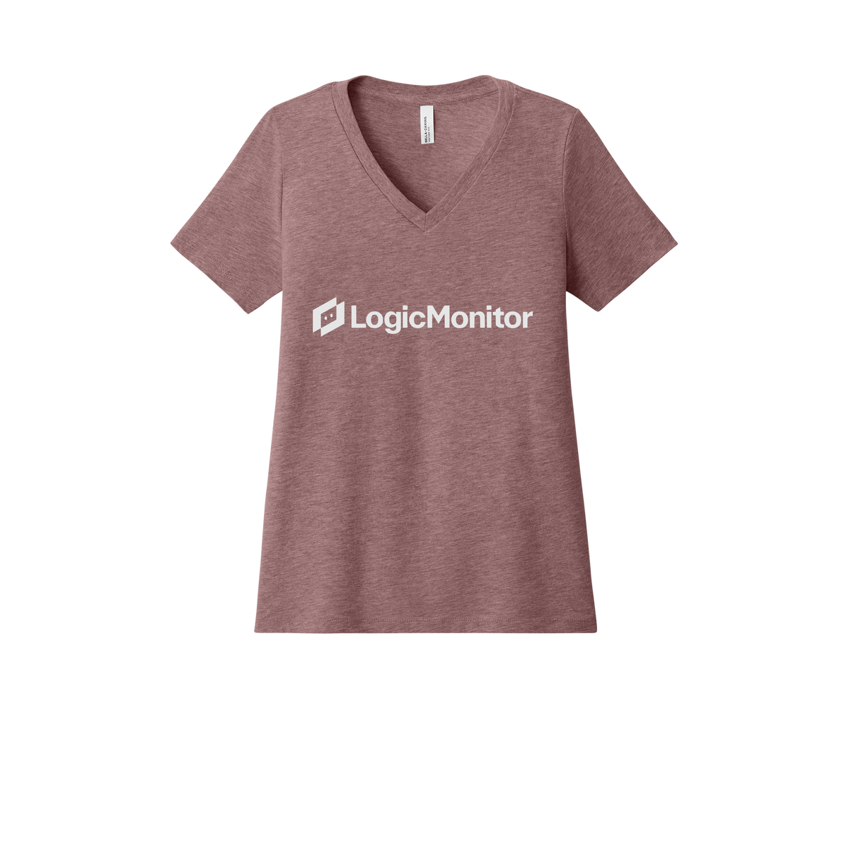 logicmonitor-womens-relaxed-v-neck-tee-dtf-front-6405CVC-heathermauve-flat-front