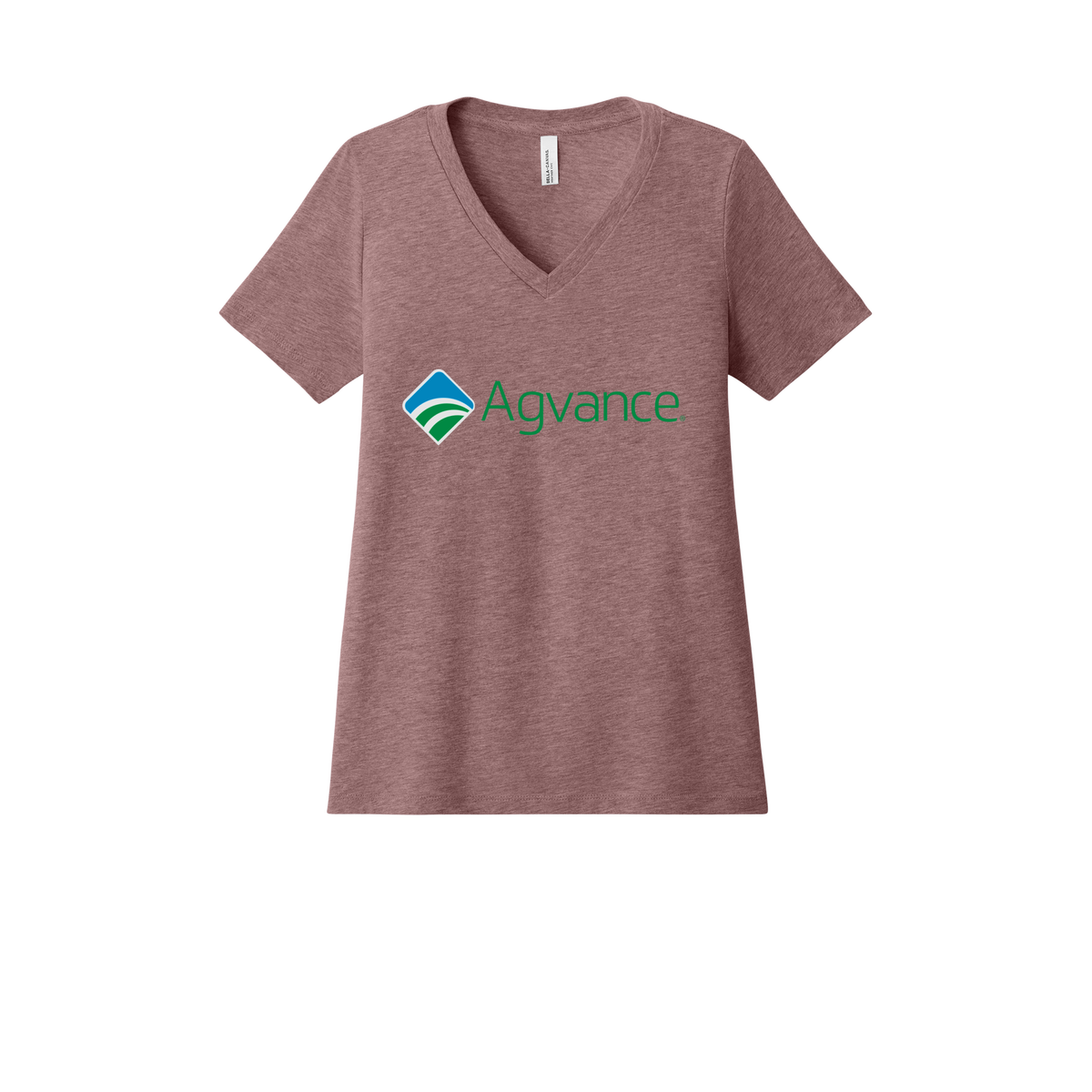 agvance-womens-relaxed-v-neck-tee-dtf-front-6405CVC-heathermauve-flat-front